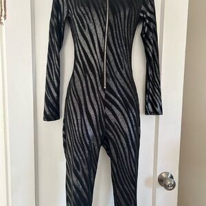 Black and Silver Zebra Print Jumpsuit